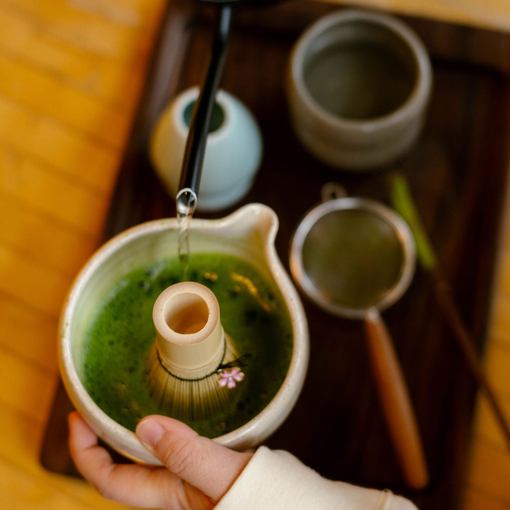 pink charm bamboo whisk